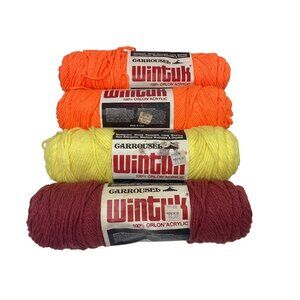 Vintage Carrousel Wintuk Orlon Acrylic Yarn Lot 4 Skeins Retro 70s Color Scheme